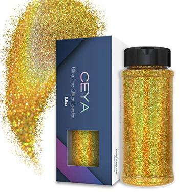 Imagem de Ceya 100 g glitter ultra fino em pó laser lazurita dourado glitter holográfico 0,2 mm para geleca resina epóxi artesanal, joias, arte em unhas, festival, maquiagem pintura de casamento