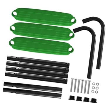 Imagem de Vaveren Escada de trampolim infantil com 3 degraus, removível, ajuste universal, resistente à ferrugem, para famílias grandes, acessórios para trampolins, Verde