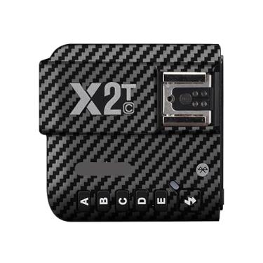 Imagem de Adesivo de flash de câmera antiarranhões para Godox X2T sem fio flash gatilho flash coat wrap película protetora corpo protetor capa de pele X 2T (fibra de carbono preta)