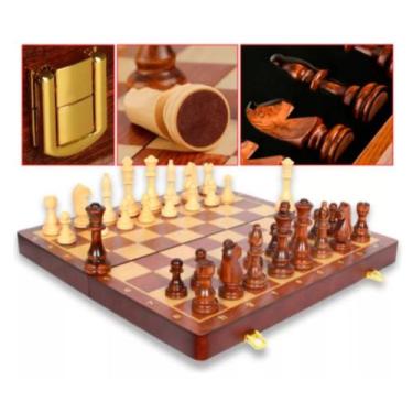 Imagem de Jogo de Xadrez Luxo Premium 39x39cm em Madeira Caixa Forrada - Home
