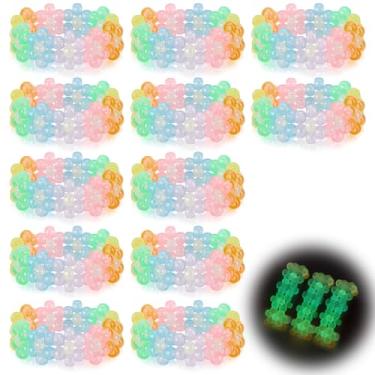 Imagem de Pulseiras de flores Kandi que brilham no escuro pulseiras elásticas para doces rave multicoloridas com contas de flor Kandi Cuff acessórios de rave joias música lembrancinha de festa para mulheres