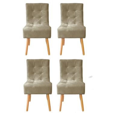 Imagem de Kit 4 Cadeiras Poltrona Sala de Jantar Penteadeira Reforçada Decorativa Liz Suede