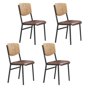 Imagem de Cadeiras para Sala de Jantar 4 Unidades Confort marrom / preto