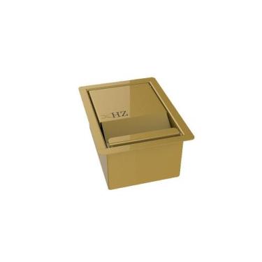 Imagem de Porta Esponja Inox Com Tampa Embutir Granito 15x11cm Dourado - HZ
