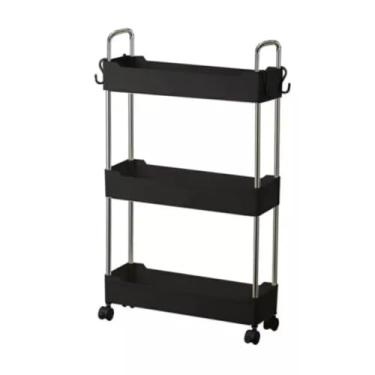 Imagem de Prateleira Aço Inox Carrinho Organizador 3 Andares, Rodinhas 360°, Multiuso 3 Prateleiras Estante/Fruteira, Escritório Manicure Maquiagem, Lavanderia, Quarto, Sala, Cozinha, Ideal Para Qualquer Cômodo