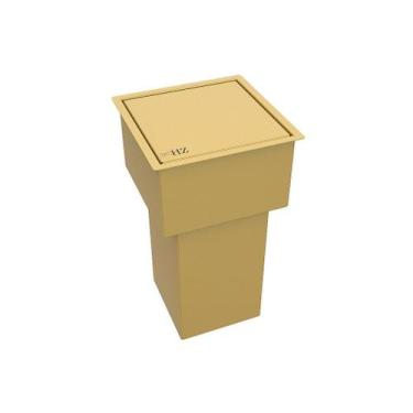 Imagem de Lixeira Quadrada Pintada Dourado 5l P/ Bancada- Tampa Click - HZ