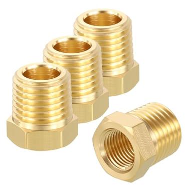 Imagem de Rebower Pacote com 5 adaptadores macho para FeMache, 1/10.2 cm MNPT x 1/20.3 cm FNPT redutores de bucha sextavada de latão rosqueado para compressor de ar, encanamento, linhas de fluido, refrigeração