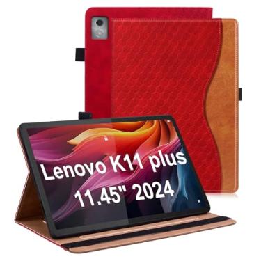 Imagem de Varohix Capa para Lenovo Tab K11 Plus 29.1 cm lançado em 2024, capa fólio de couro PU para tablet Lenovo Tab K11 Plus com suporte para cartão, suporte multiângulo - marrom
