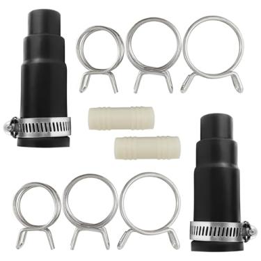 Imagem de 2 conjuntos de adaptadores de mangueira de drenagem para lava-louças adequado para trituradores de lixo, conector de mangueira de lava-louças inclui 2 conectores de entrada, 2 grampos e 6 braçadeiras