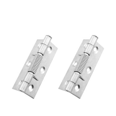 Imagem de JCBIZ 2 peças dobradiça de mola de aço inoxidável auto-rebote, dobradiça de porta invisível com parafusos para fixação de portas de armário dobradiças de substituição de acessórios de móveis