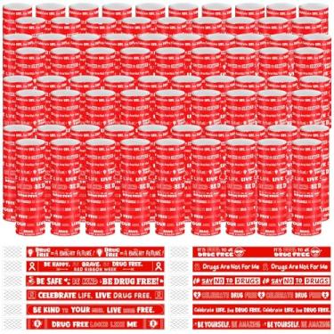 Imagem de Fuyoooo 1200 pulseiras sem drogas a granel 12 pulseiras de fita vermelha estilo à prova de adulteração suprimentos de conscientização para eventos de campanha sem drogas da semana com fita vermelha