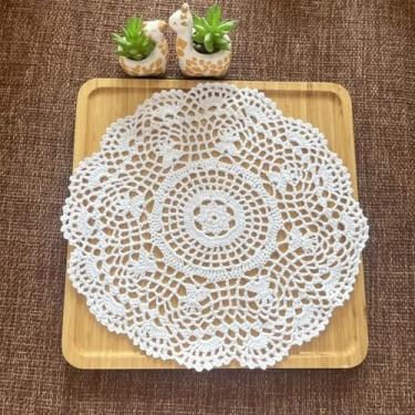 Imagem de Jogo americano de crochê feito à mão, toalhas redondas de renda, toalhas de tecido de algodão, decoração vintage, tapetes de mesa florais para cozinha, mesa de jantar, decoração de casa, diâmetro de