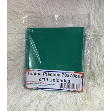 Imagem de Kit 10 Toalha De Mesa Lisa Plástica 70x70cm Para Aniversário Festa Casamento(Verde escuro)