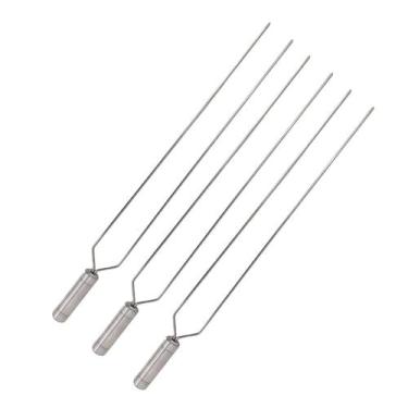 Imagem de 3x Espeto Duplo Inox 40cm Cabo Revestido Alumínio Churrasco - INOX LAU