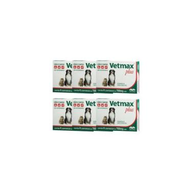 Imagem de Vetmax Plus 700mg Vetnil 4 comp. Cães e Gatos Kit com 6