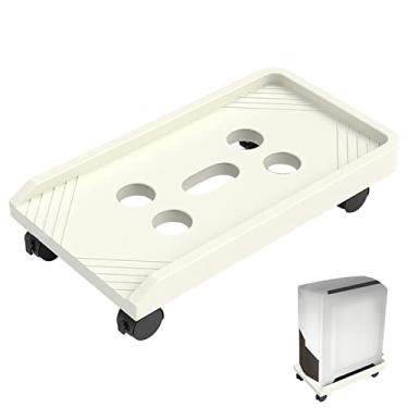 Imagem de Suporte de CPU, suporte de torre de PC de mesa, suporte de torre de PC ventilado, suporte de CPU embaixo da mesa, suporte de PC para jogos móveis com 4 rodas giratórias (branco, com rodas)
