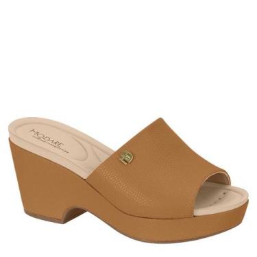 Imagem de Tamanco Feminino Salto Alto Anabela Conforto Modare 7137.123, Camel pa