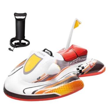 Imagem de Boia inflável jet ski intex criança + bomba manual de inflar, Branco