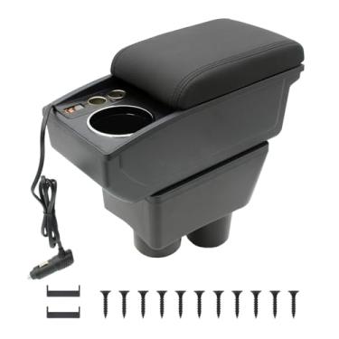 Imagem de YJYWZH Apoio De Braço Automotivo Compatível Com Nissan Almera Versa 2012-2019, Acessórios, Console Central, Porta-Copos, Organizador Armazenamento Camada Dupla 2 Portas Usb Carregamento Rápido (Cost