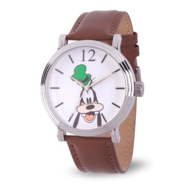 Imagem de DISNEY Relógio Masculino Analógico Pateta Quartzo com Pulseira Sintética de Couro Marrom, 21 (Modelo: WDS000340)