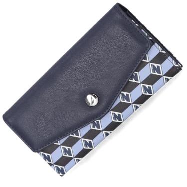 Imagem de Nautica Money Manager Carteira feminina fina e pequena RFID – Porta-cartão de crédito com porta-moedas e carteira com zíper, organizador de embreagem feminino, Azul glacial, One Size