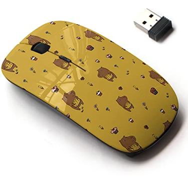 Imagem de Mouse sem fio de 2,4 G com design de padrão fofo para todos os laptops e desktops com nano receptor - capivara fofa de desenho animado