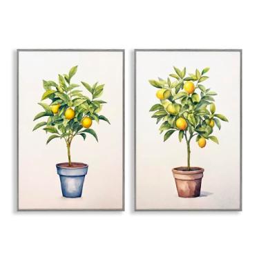 Imagem de Stupell Industries Conjunto de arte giclée emoldurado cinza com serenata cítrica em vaso de 2 peças por Andrea Haase, 61 x 40 cm