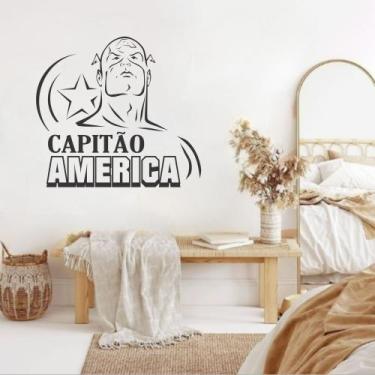 Imagem de adesivo de parede capitão américa decoração quarto sala - Adesivos Kig