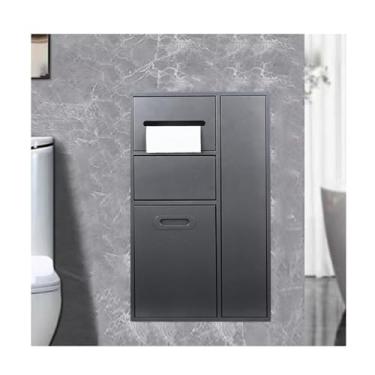 Imagem de JINMLBO Nicho de chuveiro de aço inoxidável, caixa de armazenamento de papel higiênico multicamadas, fácil de instalar, nicho de chuveiro embutido para banheiro residencial de hotel (cinza prata-A)