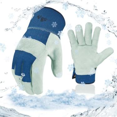 Imagem de Vgo... Luvas De Trabalho Couro Bovino Com Forro Quente Para Inverno, 32°F Ou Mais, Pesado, Condução Caminhões, Jardinagem, Fazenda, Soldagem (1 Par, Tamanho Gg, Azul, Cb3501F)
