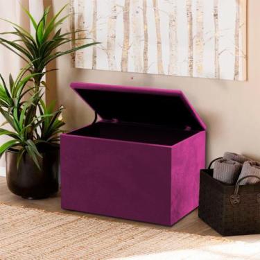 Imagem de Puff Baú Retangular Estofado Decorativo - Realizar, Rosa