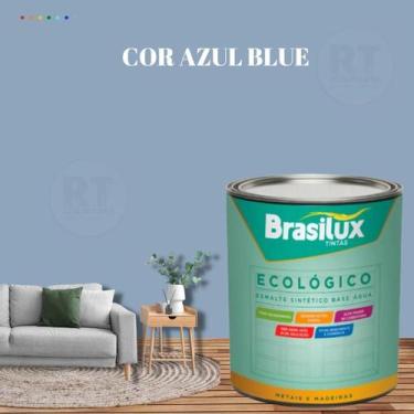 Imagem de Esmalte Sintético Brasilux Base Água Ecologico Cor Azul 800ML Brilhant