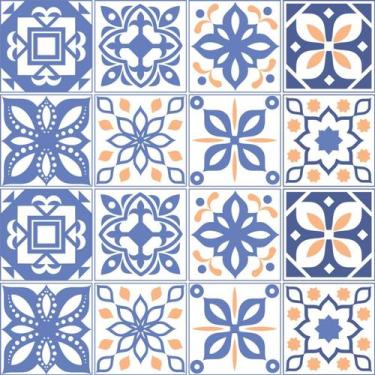 Imagem de Adesivo de Azulejo - Ladrilho Hidráulico - 20cm x 20cm - 16un - 332Azg