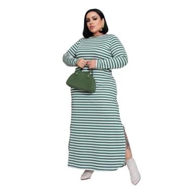 Imagem de Vestido Longo Estampado Feminino Inverno Manga Longa Elegante 2757 - S