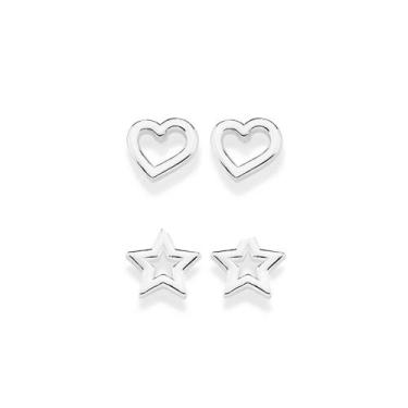Imagem de Kit Brinco Coração e Estrela Prata 925 Rommanel 820287, Prata