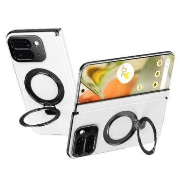Imagem de HAOMRIYL Capa magnética para Google Pixel 10 Pro Fold, protetor de tela embutido; suporte de anel capa de couro anti-queda capa de proteção de dobradiça para câmera, branca, dobra 10 Pro
