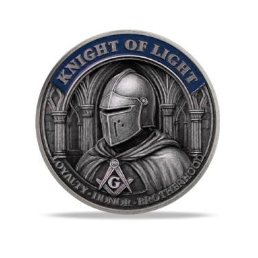 Imagem de RYUKENLM Moeda do Desafio dos Cavaleiros Templários - Cavaleiro da Luz e Espada Excalibur - Moedas de Cavaleiro Medieval Inspiradoras - Lealdade, Honra, Fraternidade - Presente Ideal para Entusiastas