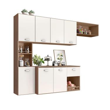 Imagem de Cozinha Suspensa Com Balcão 180cm Mila Carvalho Oak Off White - SSX Multicoisas