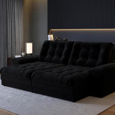 Imagem de Sofá Houston Retrátil Reclinável 3 Lug Suede 2,1m Abt 1,4m