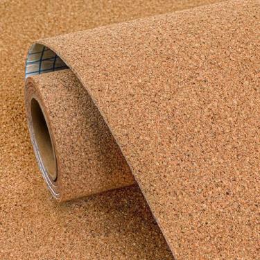 Imagem de FunStick Rolo grande de quadro de cortiça de 91 cm x 200 cm com suporte autoadesivo, placas de cortiça de 3 mm de espessura para paredes de escritório, folhas de papel de contato para decoração de