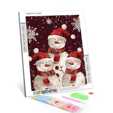 Imagem de MOER SKY Pintura de diamante quente boneco de neve família kit de arte de diamante colorido para adultos colar pedras redondas completas pintura em tela para decoração de parede decoração de quarto