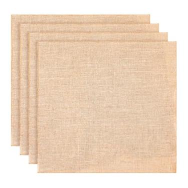 Imagem de ccHuDE 4 peças quadrados de tecido de serapilheira de 50 x 50 cm grandes tecidos de serapilheira naturais juta tapetes de lugar rústicos multiusos panos cozinha jogos americanos para decorações