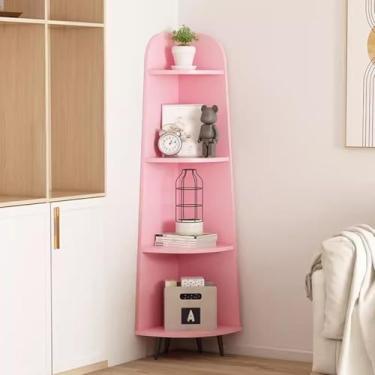 Imagem de Estante De Chão Prateleira De Armazenamento De Canto 4 Camadas 170 Cm De Altura Triângulo Canto Prateleira De Flores Prateleiras De Canto Em Pé Para Organizar Itens De, Pink, One Size