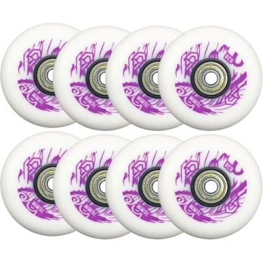 Imagem de Roda De Skate Inline 83a 72mm/76mm/80mm Rodas De Substituição De Roda De Skate De Rua Resistentes Ao Desgaste Ao Ar Livre Com Rolamentos, Pacote Com 8, White, 80mm