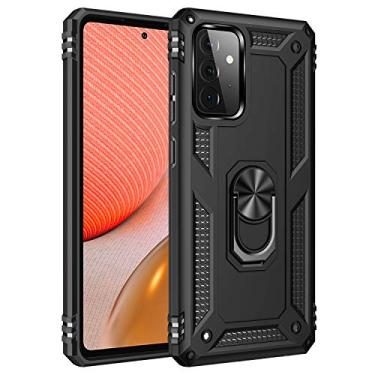 Imagem de SORAKA Capa para Samsung Galaxy A72 com suporte de anel capa protetora para Samsung Galaxy A72 5G capa traseira de policarbonato rígido com placa de metal para suporte magnético de telefone carro