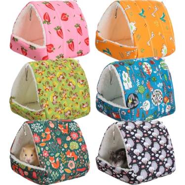 Imagem de AceOrbit 6 peças de esconderijos de porquinho-da-índia, túnel de ninho de porquinho-da-índia, lavável, acessórios de gaiola de animais pequenos, roupa de cama de rato para chinchila, coelho, hamsters