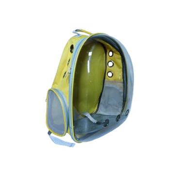 Imagem de Mochila Amarela Zuka para Transporte de Pets, Frente em Acrílico, Alças Acolchoadas, Capacidade 6kg, 44x35x25cm, com Tapete