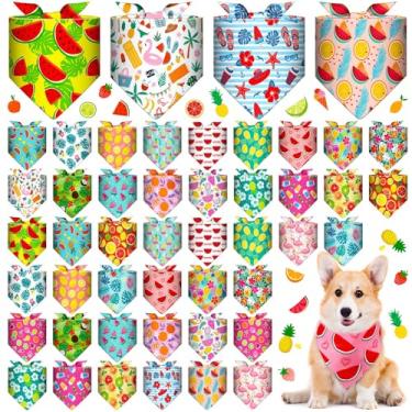 Imagem de Chicingyou 48 bandanas para cães, verão, granel, frutas havaianas, cachorro, triângulo, cachecol, babadores laváveis, ajustáveis, babadores de lenço para animais de estimação pequenos e médios para