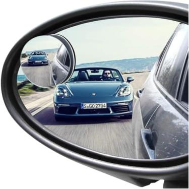 Imagem de POMFW Espelho de ponto cego, espelhos laterais convexos retrovisores de 5 cm para carros, SUV, caminhão, furgão, adesivo 3M, retrovisor, HD, vidro, balanço, sem moldura, girar, grande angular