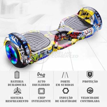 Imagem de Hoverboard Infantil Skate Elétrico Arte Urbana Led Grafite